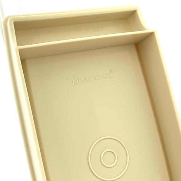 Vintage Tupperware Double 2 Stick BUTTER DISH Container Holder #1512 Almond - Picture 5 of 9